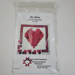 Be Mine in 3D patchwork quilt #AQP329 pattern 38" x 38" heart valentine